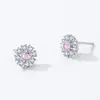 Pendientes Elegantes de Copo de Nieve de Plata de Ley S925 con Incrustaciones Completas de Diamante para Mujer, Lindos y Rosas, Diseño de Lujo de Alta Gama, Regalo de Vacaciones