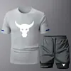 Nuevo Conjunto de Dos Piezas para Hombre, Moderno, Cuello Redondo, Manga Corta, Verano, Casual, Deportivo, Shorts de Fitness, Transpirable, Secado Rápido, Listo para la Venta