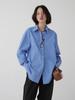 Camisa Oversized de Cor Sólida, Camisa Minimalista de Algodão de Fio Alto com Gola, Blusa de Manga Longa, 26 Novos Estilos Versáteis Femininos Primavera/Verão