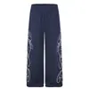 Calça de moletom larga estilo rua americano GXFortune com bordado de letra e cruz para homens e mulheres, calça esportiva casual longa de corte solto