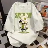 Camiseta de Manga Corta Oversize de Peso Pesado para Pareja Verano 2025 Estampado de Personaje de Dibujos Animados Top Holgado Versátil de Moda