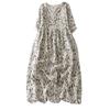 Vestido de verano nuevo con estampado de estilo japonés y coreano, cuello en V de ramio, falda de longitud media y vuelo grande para vacaciones.