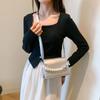 Preciosa cadena de perlas 2023 nueva moda textura simple estilo occidental bandolera portátil hombro bolso cuadrado pequeño para mujer