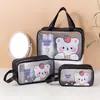 Bolsa de Maquillaje Impermeable de Dibujos Animados, Bolsa de Maquillaje de Gran Capacidad, Organizador de Maquillaje Portátil para Viajes, Neceser Portátil de PVC