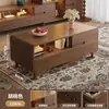 Mesa de Centro Retráctil Combinación de Mueble de TV Armario de Almacenamiento para Sala de Estar Mueble de TV Sencillo Gabinete de Piso para Apartamento Pequeño