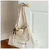 Bolso tipo cubo de gran capacidad para mujer, estilo coreano, bolso de hombro casual calado, versátil para el uso diario, bolso cruzado casual