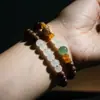 Pulsera de Madera de Águila 6mm Doble Círculo con Cuentas Talladas de Loto Pulsera DIY para Hombres y Mujeres, Cuentas de Oración Naturales Sin Teñir Venta al por Mayor