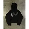 Moletom com Zíper e Estampa Y2K de Manga Longa Solto Jaqueta com Capuz Retrô Tendência Street Wear High Street
