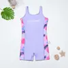Traje de Banho Fofo Peça Única para Meninas e Bebês, 7-14 Anos, Traje de Banho Floral, Traje de Banho com Proteção Solar de Manga Longa Anti-Cloro Venda por Atacado