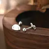 Pendientes de Hueso de Cachorro de Plata Pura S999 para Mujer, Pendientes de Diseño Asimétrico, Tachuelas para Cartílago Auricular, Accesorios Lindos de Animales para Niños