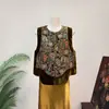 [Li] Nuevo chaleco de terciopelo con bordado de lentejuelas estilo chino de flor de anacardo, cuello redondo, nuevo diseño otoño 2026, para mujer