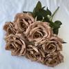 7 Wen Juan Pantalla de Seda Recubierta Diamante Rosa Flores de Simulación Boda Decoración de Sala de Estar Camino Guía Ramo de Rosas Flores Falsas