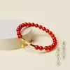 Pulsera de Ágata Roja de Alta Fidelidad Directa de Fábrica Pulsera de Bambú para Mujer Regalo de Año de Nacimiento Rojo