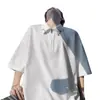 Polo waffle de manga corta con media cremallera para hombre, camiseta top casual holgada de peso pesado de manga corta, de moda para verano