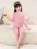 Ropa interior térmica para niños, Tops y pantalones térmicos de cachemir y seda para niñas, Conjuntos de pijama para niños mayores y adolescentes