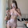 Maiô feminino sexy bikini corrente de diamantes brilho intenso push up três peças modelador triângulo dividido férias fonte termal maiô