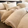 Juego de Cama de Felpa de Leche de Alta Calidad Juego de Cuatro Piezas Terciopelo Tallado Espesado Felpa de Doble Cara Sábana de Cama de Terciopelo Totalmente Mate Invierno Juego de Tres Piezas