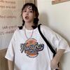 Camiseta de Verano 2026 de Algodón Puro Holgada de Longitud Media con Estampado de Dibujos Animados Lindo para Mejores Amigas, Oversize, Manga Corta, Top para Mujer 6101 #