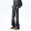 Jeans Degradados para Hombre, Nuevos de Primavera y Otoño, Ajustados Rectos, Retro, Estilo High Street Americano, Pierna Ancha, Casual, Estilo Celebridad de Internet, Pantalones Largos