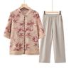 Traje nuevo de verano para madre, elegante camisa y pantalones, moda de mediana edad, verano chino, dos piezas, estilo nacional, top