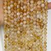 Atacado Cristal Natural Amarelo Torre de Cristal Contas Redondas Lisas Contas Soltas Contas Redondas de Cristal Amarelo Acessórios de Joalheria Corrente Longa