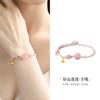 Pulsera de Plata S925 de Fujian y Guangdong Buena Suerte Flor de Loto Ágata Carmesí Pulsera Trenzada Segura Estilo Chino para Mujer Joyería de Alta Gama