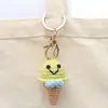 Pingentes de Boneca Crochê Feitos à Mão, Enfeites de Sorvete Crochê com Lã, Pingentes de Chaveiro Tricotados, Acessórios para Bolsa