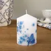 Velas cilíndricas cónicas de porcelana azul y blanca al por mayor para uso doméstico, bodas románticas, velas de punta sin humo, velas de pilar personalizadas para iglesia, transfronterizo