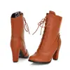 19 Botas Nuevas de Primavera y Otoño Tacón Alto Grueso Con Cordones Caña Corta Botas de Jinete Amazon AliExpress wish Talla Grande Comercio Exterior
