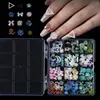 Decorações Mistas para Nail Art com 12 Compartimentos com Laços, Fitas, Camélias, Pérolas, Formato de Lua com Fundo Plano Coloridas Decorações de Unhas Transfronteiriças