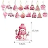 Nuevo producto transfronterizo: Adorno colgante de decoración navideña rosa, Colgante para decoración de árbol de Navidad, Etiqueta de regalo de Navidad
