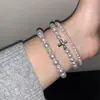 Pulsera Perla Rosa Púrpura Manta con Perlas Pulsera Elástica de Baja Lujo Alta Gama Pulsera con Perlas Bola de Diamante para Mujer