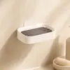 Caixa de Sabonete Criativa de Parede para Banheiro Doméstico Prateleira de Armazenamento Drenante de Camada Dupla Caixa de Sabonete para Vaso Sanitário Ampliada Sem Perfuração