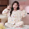 Los pijamas populares de este año para niñas son de algodón nube para primavera y otoño, de manga larga, dos piezas, para casa, para niñas pequeñas.
