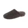 Pantuflas de Algodón Cerradas Cálidas para Otoño e Invierno 2026 para Exteriores, Pantuflas Peludas Planas Nuevas de Ponerse para Mujer, Color Albaricoque