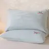 Fundas de Almohada Bordadas de Algodón Lavado Calidad Clase A, un Par, 48X74, Funda Sencilla de Algodón Puro para Relleno de Almohada de Adulto