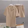 2024 nova camisa de manga curta conjunto verão solta casual algodão linho cardigã camisa em estoque atacado
