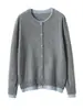 Suéter de Cachemira Otoño e Invierno Nuevo Estilo Falso de Dos Piezas Costuras de Color Contrastante Cuello Redondo Suave Cárdigan de Punto de Cachemira Chaqueta Suéter para Mujer