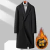 Nuevo Abrigo de Lana para Hombre Otoño e Invierno, Largo por Encima de la Rodilla Estilo Cruzado, Acolchado y Engrosado, Gabardina de Lana Ajustada Estilo Coreano para Hombre