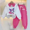 Traje para Niñas Primavera y Otoño Ropa Infantil Elegante Dibujos Animados Solapa Conjunto de Dos Piezas Ropa Infantil Niños Medianos y Mayores Moda para Niñas Traje de Moda