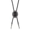 Collar Largo Sencillo Ajustable para Hombre de Cuero PU con un Lazo Bolo Único, Accesorio de Lazo de Corbata Vaquero Occidental Vintage