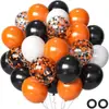 Decoración de Fiesta Celebración con Globos de Halloween 55 PIEZAS Globo de Látex Halloween Negro Naranja de 12 pulgadas Traje