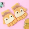 Luvas de inverno infantis estilo coreano bebê desenho animado 4-10 anos feminino fofo pelúcia flip cinco dedos estudante quente meio dedo