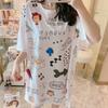 Pijama de manga curta pijamas femininos verão versão coreana de solto tamanho grande bonito saia de comprimento médio roupas para casa pijamas transfronteiriços por atacado
