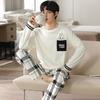 Pijamas Listos para Usar Primavera y Otoño Nuevo Manga Larga Estilo Literario Simple Se Pueden Usar Fuera de Casa Ropa de Casa Holgado y Cómodo Traje Venta al por Mayor