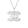 Colar de Prata de Lei 925 Laço Diamante Feminino Simples Moda ins Luxo Leve Elegante Estilo Duplo C Corrente Clavicular N0273