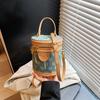 Bolso Bolso Bandolera Moda Europea y Americana para Mujer 2025 Nuevo Bolso de Mano Cilíndrico Casual Simple Color en Contraste Bolso de Hombro de Moda