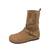 Botas Martin de terciopelo con plataforma y tacón oculto para mujer 2026 Otoño Verano Nuevo Estilo Botines Caídos Botas Vaqueras Occidentales