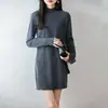 Nuevo Vestido de Punto de Lana con Cuello Medio Alto de Lana Pura Otoño/Invierno 2026 Vestido de Lana Base Holgado de Longitud Media para Mujer