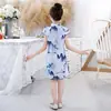 Cheongsam diario para niños, verano, nuevo, estilo vintage de pintura a tinta china, vestido cheongsam, venta al por mayor